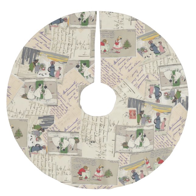 Vintage French Children Christmas Tree Skirt (Front)