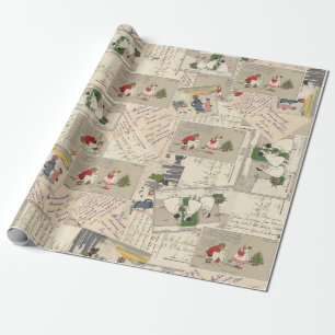 Vintage French Children Christmas Wrapping Paper
