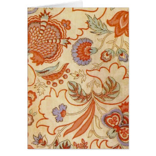 Vintage French Chintz Floral Antique Terracotta