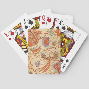 Vintage French Chintz Floral Antique Terracotta Playing Cards