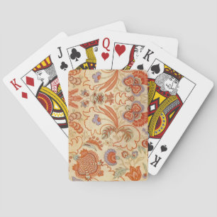 Vintage French Chintz Floral Antique Terracotta Playing Cards