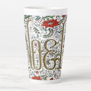 vintage french christmas poinsettia joyeux noel latte mug