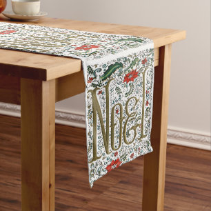 vintage french christmas poinsettia joyeux noel medium table runner