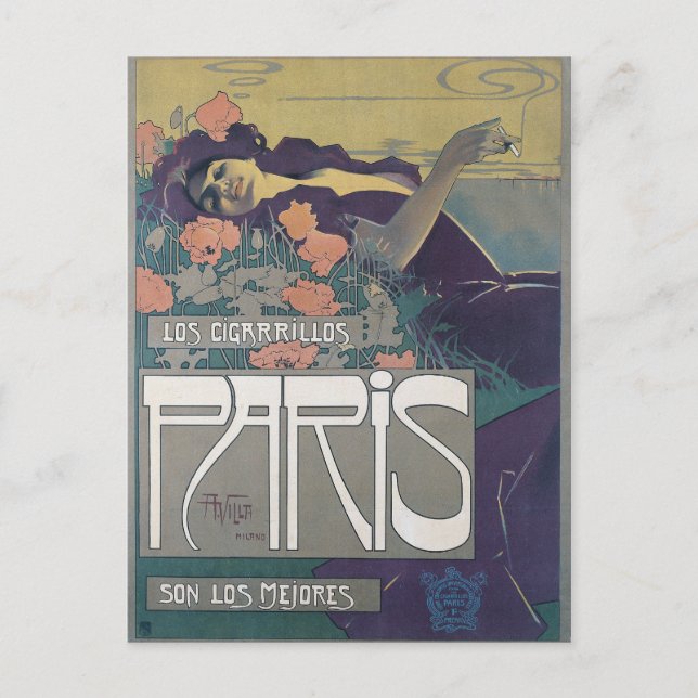 Vintage French Cigarrette Advertisement Paris Postcard (Front)