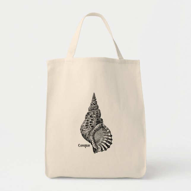 Vintage French Conch Shell grocery tote Bag (Front)