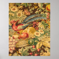 Vintage French Country Bird Floral Art Print