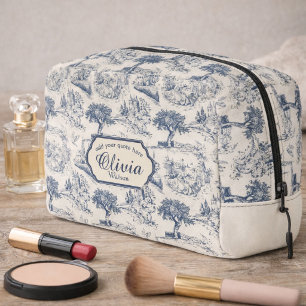 Vintage French Country Blue Toile Personalized Dopp Kit