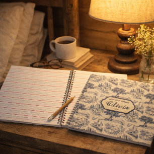  Vintage French Country Blue Toile Personalized  Notebook