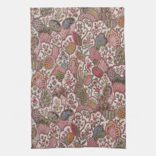 Vintage French Country Floral Bird Chintz Art Kitchen Towel