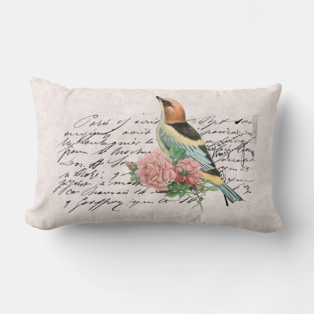 Vintage French Country Floral Lumbar Pillow (Front)