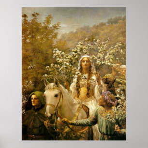 Vintage French Country Lady Garden Horse Art Print