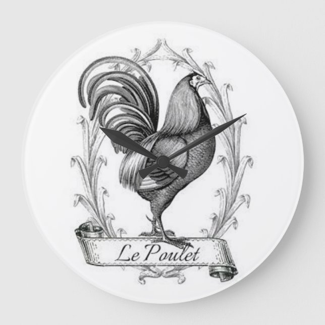 Vintage French Country Rooster Large Clock (Front)