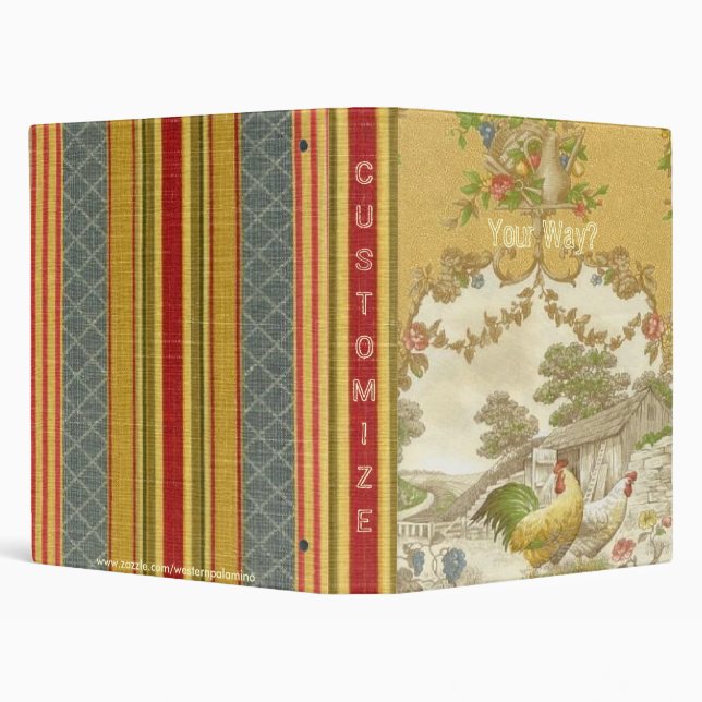 Vintage French Country Roosters Avery Binder (Background)