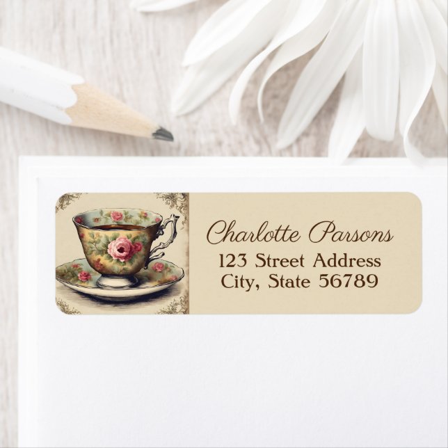Vintage French Country Tea Cup Floral Address  (Insitu)
