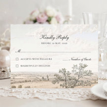 Vintage French Country Toile Landscape Wedding