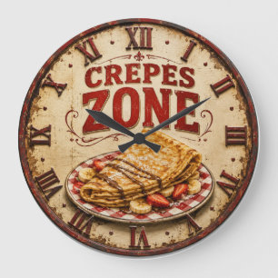 Vintage French Crepes Kitchen Large Clock