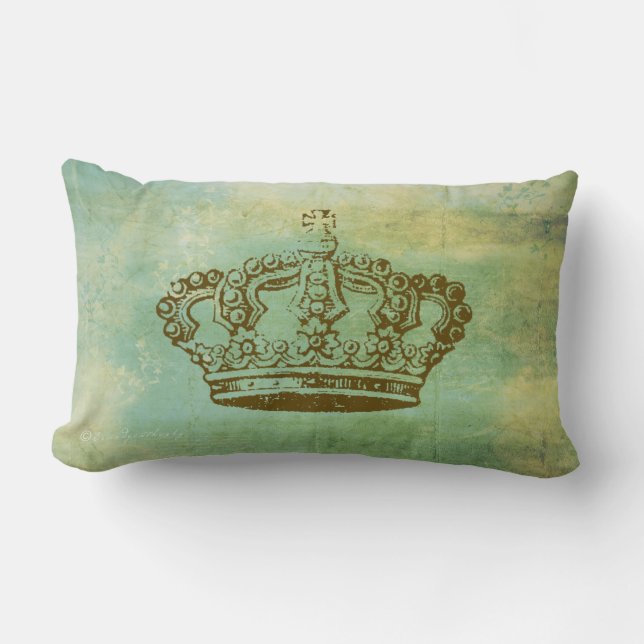 Vintage French Crown Lumbar Throw Pillow (Front)