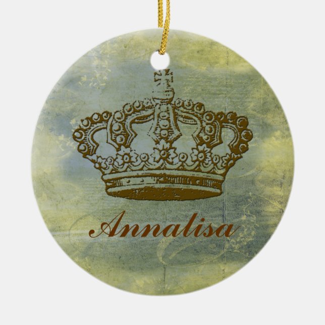 Vintage French Crown Personalized Ornament (Front)