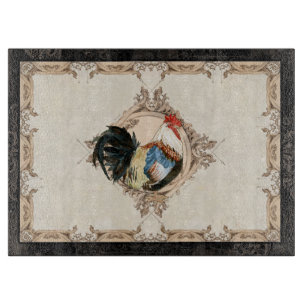 Vintage French Damask Coloured Dorking Rooster Cutting Board