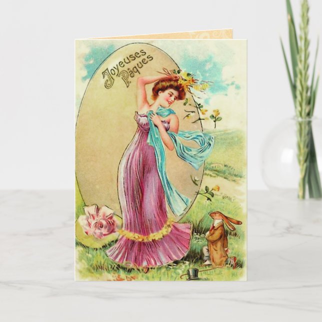Vintage French Easter Bunny Card (Front)