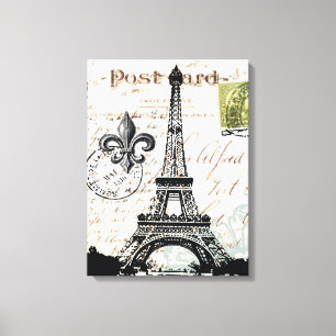 Vintage French Eiffel Tower  stretched canvas Print