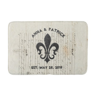 Vintage French Ephemera Fleur De Lis Custom Bath Mat