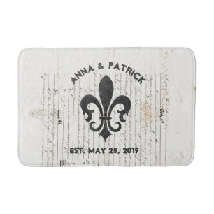 Vintage French Ephemera Fleur De Lis Custom Bath Mat