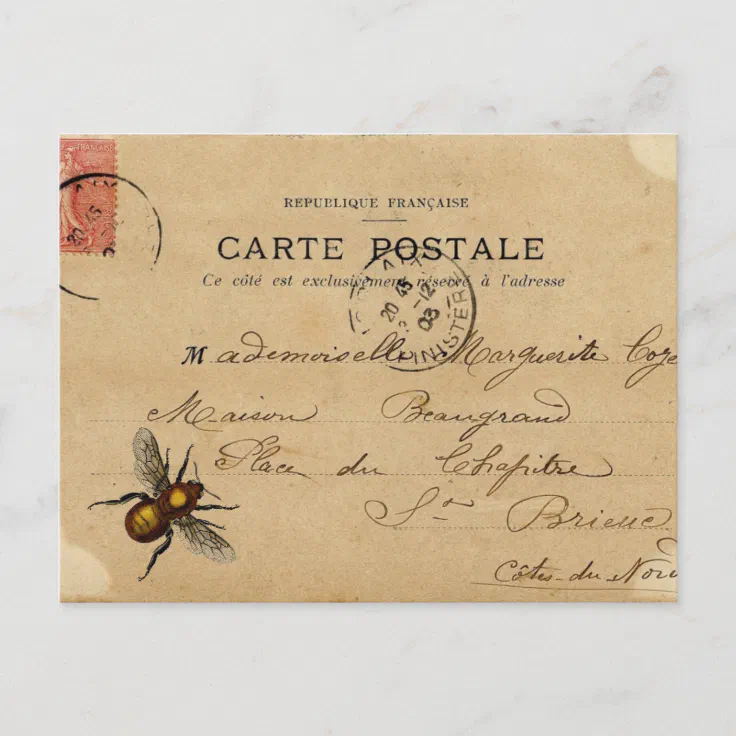 Vintage French Ephemera Postcard Zazzle