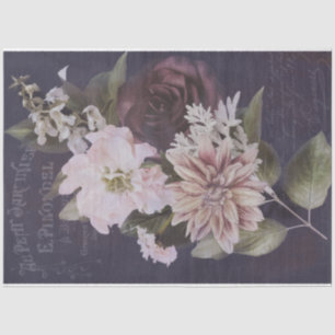 Vintage French Ephemera Script Rose Decoupage Tissue Paper