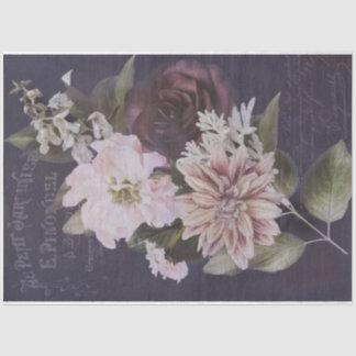 Vintage French Ephemera Script Rose Decoupage Tissue Paper