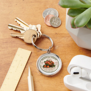 Vintage French Farmers Market Peaches Keychain