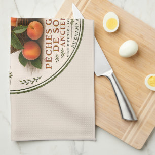 Vintage French Farmers Market Peaches Kitchen Towel