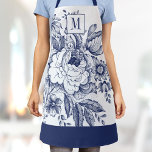 Vintage French Farmhouse Peony Monogram Navy Blue Apron<br><div class="desc">Personalize this chic,  modern adult apron with your monogram! This elegant apron has your custom initials on a gorgeous navy blue floral peony vintage french farmhouse design.</div>