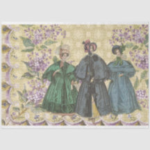 Vintage French Fashion and Lilac Flowers Decoupage