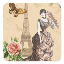 Vintage french fashion elegant sticker
