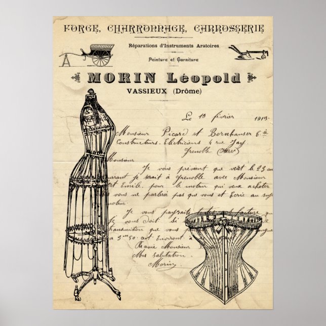 Vintage French Fashion Poster (Front)