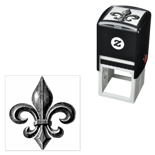 Vintage French Fleur de Lis Self-inking Stamp (In Situ)