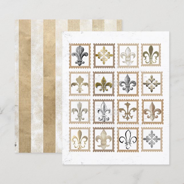 Vintage French Fleur de Lis Stamps (Front/Back)