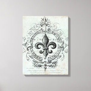 Vintage French Fleur de Lis stretched canvas