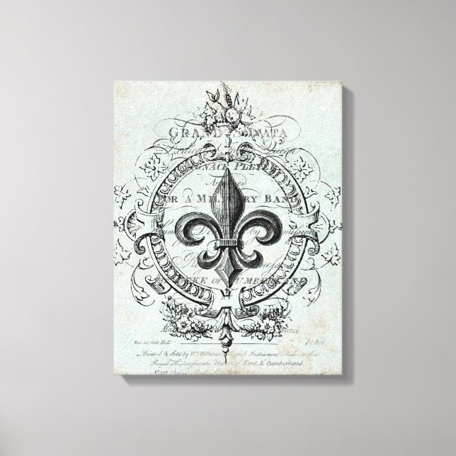 Vintage French Fleur de Lis stretched canvas Print (Front)