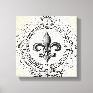 Vintage French Fleur de Lis stretched canvas Print