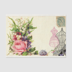 Vintage French Floral Dress Forms Tissue Paper