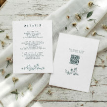 Vintage French Floral Emerald Wedding Details QR