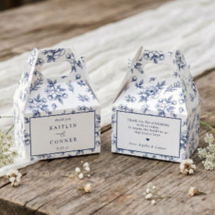 Vintage French Floral Navy Blue Victorian Wedding Favor Box