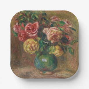 Vintage French Floral Oil Painting by Renoir Paper Plate