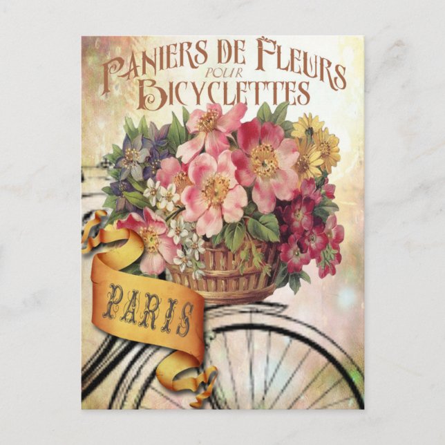 Vintage French Floral Postcard (Front)