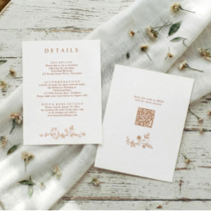 Vintage French Floral Terracotta Wedding Details Enclosure Card