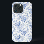 Vintage French Floral Toile Blue iPhone 13 Pro Case<br><div class="desc">Vintage French Floral Toile Blue</div>