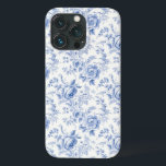 Vintage French Floral Toile Blue iPhone 13 Pro Case<br><div class="desc">Vintage French Floral Toile Blue</div>