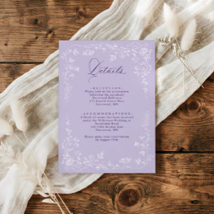 Vintage French Floral Wedding Details Lavender Enclosure Card